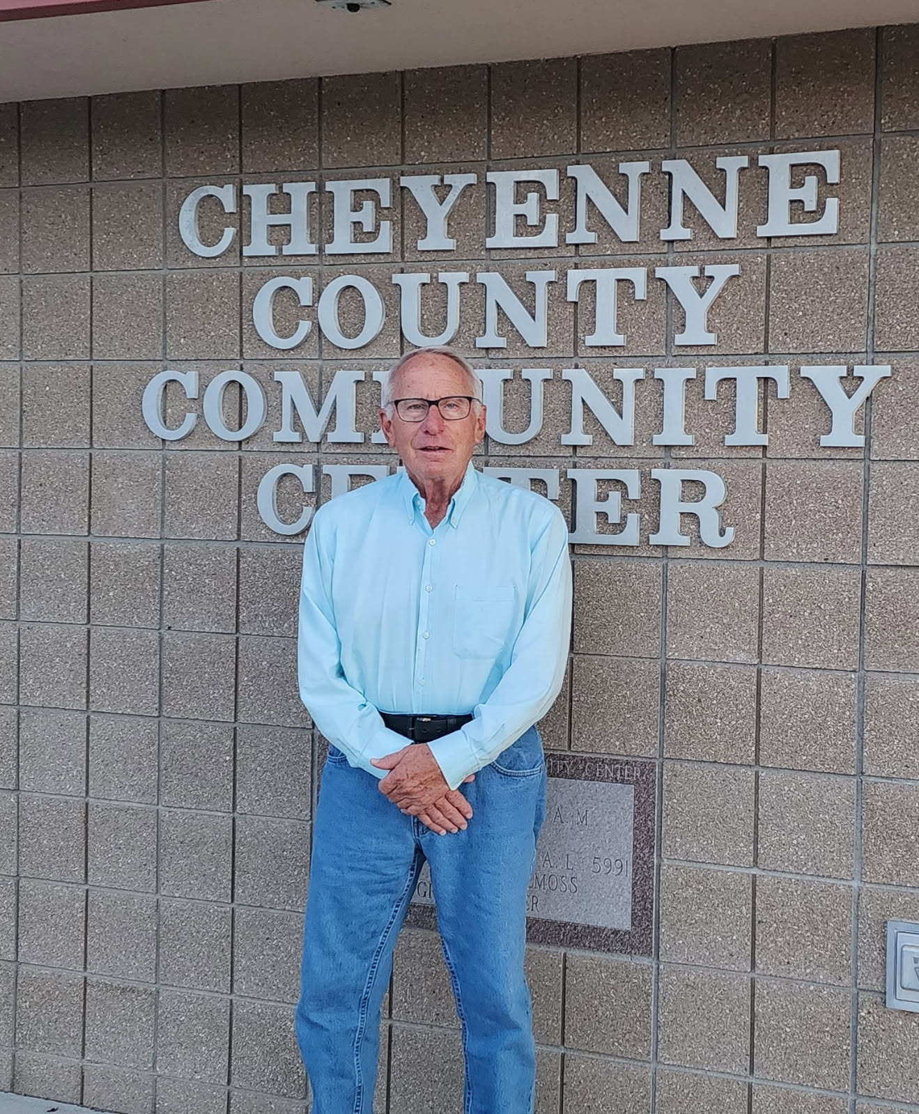 Wayne Sparks outside the Cheyenne County Community Center