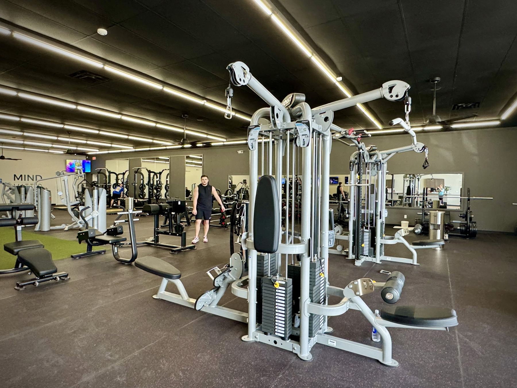 Free weights and racks at The Center